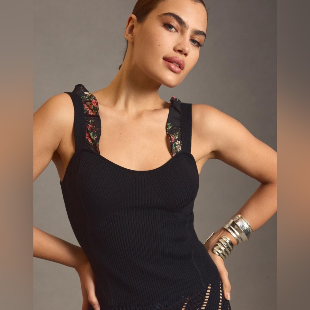 Anthropologie Maeve Ruffle-Strap Sweater Tank